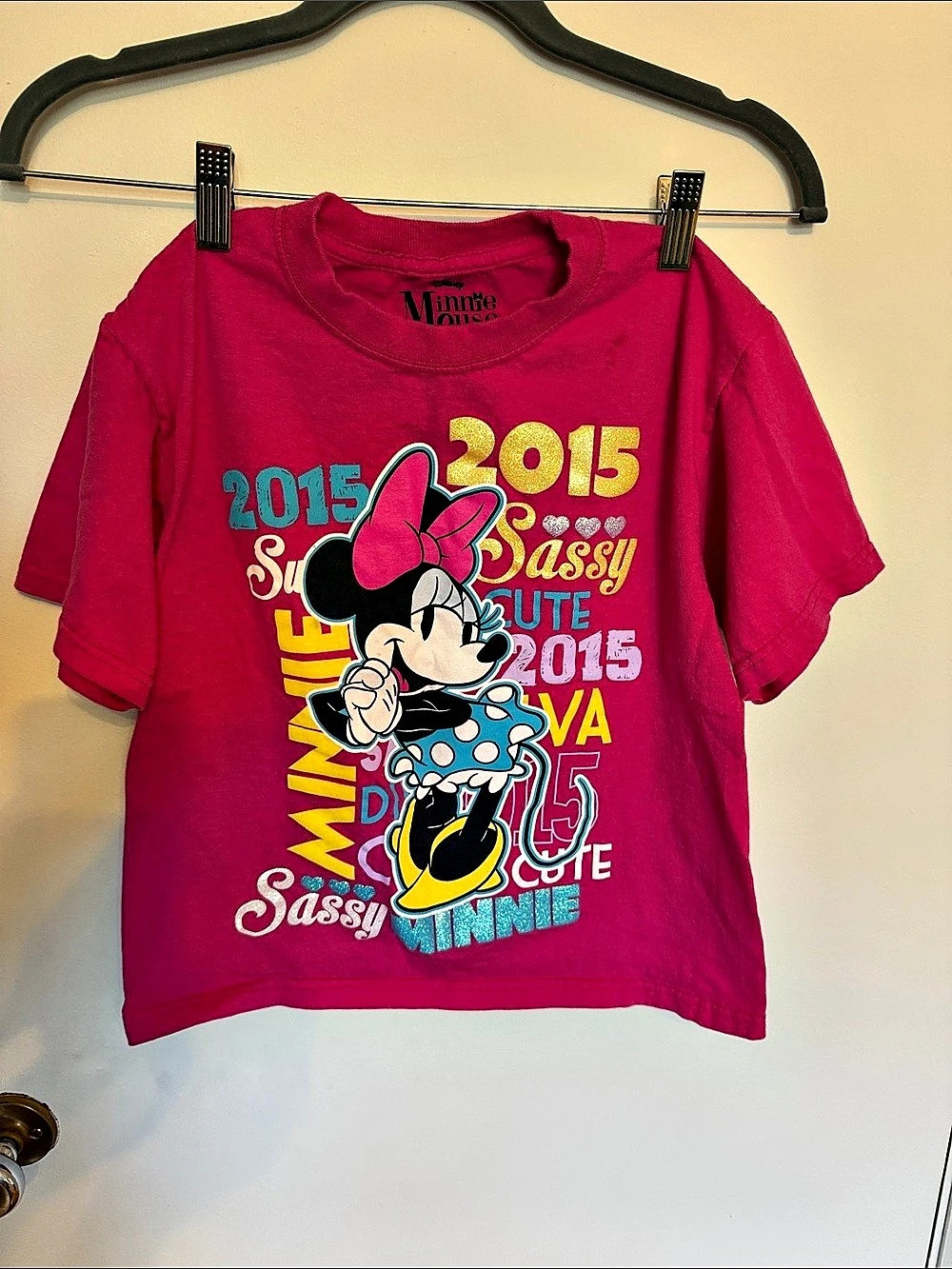Disney Minnie Mouse 2015 Graphic Tee Pink Girls Medium